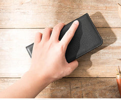 Fashion Black Leather Mens Bifold Long Wallet Thin Card Wallet Black Long Wallet for Men - imessengerbags