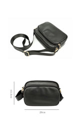 Black Leather Mens Small Courier Bag Messenger Bag Mini Postman Bag For Men - imessengerbags