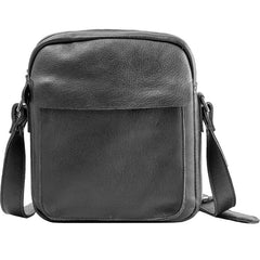 Black Small Leather Mens Shoulder Bags Messenger Bags for Men