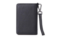 Black Small MENS LEATHER Bifold Wallet SLIM ZIPPER CLUTCH WRISTLET Brown Wallet FOR MEN - imessengerbags