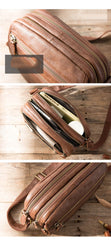 Black Leather Mens Waist Bag Fanny Pack Sling Bag Chest Bag Black One Shoulder Backpack for Men - imessengerbags