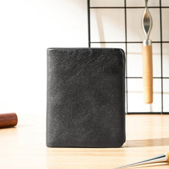 Black Soft Leather Mens Small Wallet Multicard Wallet Bifold Vintage Ultra Thin billfold Wallet for Men - imessengerbags