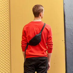 Fashion Black Nylon Mens Fanny Pack Sling Bag Hip Bag Black One Shoulder Backpack for Men - imessengerbags