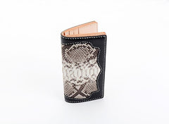 Cool Black Snakeskin Leather Mens Long Wallet Handmade Bifold Long Wallet For Men - imessengerbags