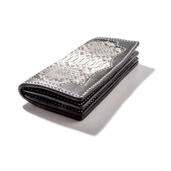 Cool Black Snakeskin Leather Mens Long Wallet Handmade Bifold Long Wallet For Men - imessengerbags