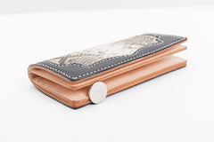 Cool Black Snakeskin Leather Mens Long Wallet Handmade Bifold Long Wallet For Men - imessengerbags