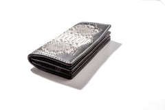 Cool Black Snakeskin Leather Mens Long Wallet Handmade Bifold Long Wallet For Men - imessengerbags