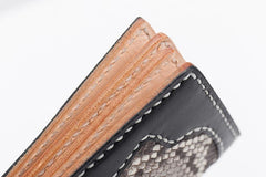 Cool Black Snakeskin Leather Mens Long Wallet Handmade Bifold Long Wallet For Men - imessengerbags