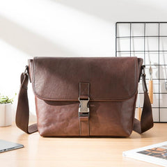 Black Wrinkled Leather Mens Small Side Bag Messenger Bags Brown Courier Bag Bicycle Bags for Men