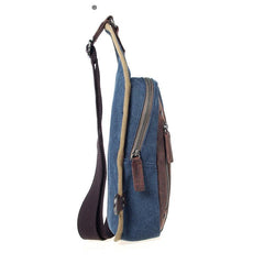 Blue Canvas Sling Backpack Men's Sling Bag Khaki Chest Bag Canvas One shoulder Backpack For Men - imessengerbags