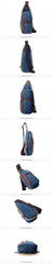 Blue Canvas Sling Backpack Men's Sling Bag Khaki Chest Bag Canvas One shoulder Backpack For Men - imessengerbags