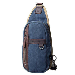 Blue Canvas Sling Backpack Men's Sling Bag Khaki Chest Bag Canvas One shoulder Backpack For Men - imessengerbags