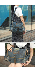 Blue Denim Mens Fashion Messenger Bags Large Jean Blue Postman Bags Courier Bag For Men