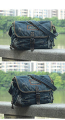 Blue Denim Mens Fashion Messenger Bags Large Jean Blue Postman Bags Courier Bag For Men