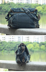 Blue Denim Mens Fashion Messenger Bags Large Jean Blue Postman Bags Courier Bag For Men - imessengerbags