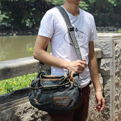 Blue Denim Mens Casual Messenger Bags Jean Fashion Side Bags Courier Bag For Men - imessengerbags