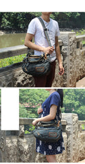 Blue Denim Mens Casual Messenger Bags Jean Fashion Side Bags Courier Bag For Men - imessengerbags