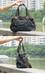 Blue Denim Mens Womens Casual Large Handbag Messenger Bags Jean Handbags Shoulder Bag For Men - imessengerbags