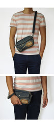 Blue Denim Mens Casual Small Messenger Bags Jean Clutch Bag Courier Bag For Men - imessengerbags