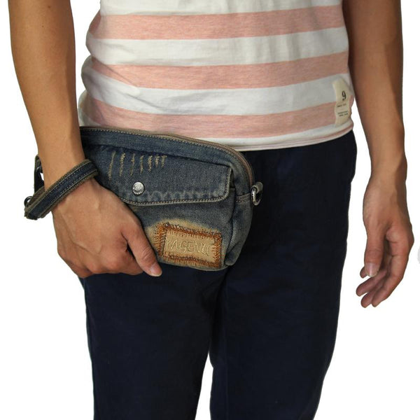 Blue Denim Mens Casual Small Messenger Bags Jean Clutch Bag Courier Bag For Men