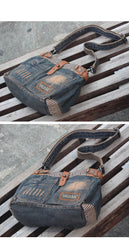 Blue Denim Mens Casual Small Messenger Bags Jean Postman Bag Courier Bag For Men - imessengerbags