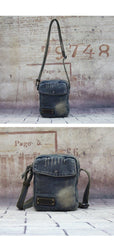 Blue Denim Mens Casual Small Vertical Messenger Bag Jean Side Bag Courier Bag For Men - imessengerbags