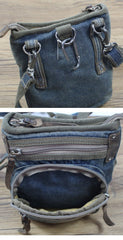 Blue Denim Mens Casual Small Vertical Messenger Bag Jean Belt Bag Belt Pouch For Men - imessengerbags