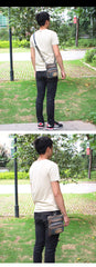 Blue Denim Mens Casual Small Vertical Messenger Bag Jean Belt Bag Belt Pouch For Men - imessengerbags