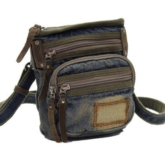 Blue Denim Mens Casual Small Vertical Messenger Bag Jean Belt Bag Belt Pouch For Men - imessengerbags