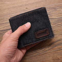 Black Denim Wallet Denim Mens Slim billfold Wallet Denim Bifold Wallets For Men