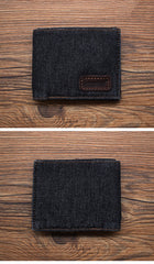 Black Denim Wallet Denim Mens Slim billfold Wallet Denim Bifold Wallets For Men