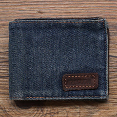 Blue Denim Wallet Denim Mens Slim billfold Wallet Denim Bifold Wallets For Men