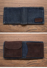 Blue Denim Wallet Denim Mens Slim billfold Wallet Denim Bifold Wallets For Men