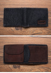 Black Denim Wallet Denim Mens Slim billfold Wallet Denim Bifold Wallets For Men