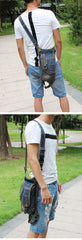 Blue Jean Canvas Mens Biker Waist Bag DropLeg Bag Belt Pouch Small Messenger Bag For Men - imessengerbags