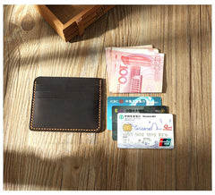 Black Leather Mens Front Pocket Wallet Personalized Handmade Slim Card Wallets for Men