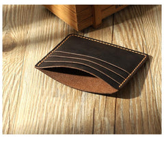 Black Leather Mens Front Pocket Wallet Personalized Handmade Slim Card Wallets for Men