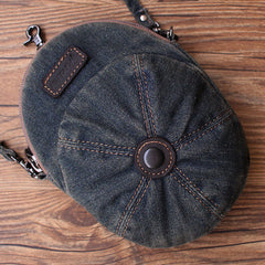 Black Unique Denim Cap Mini Shoulder Bags Belt Pouch Denim Cap Phone Vintage Messenger Bag