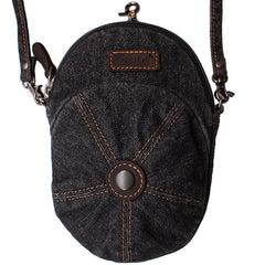 Blue Unique Denim Cap Mini Shoulder Bags Belt Pouch Denim Cap Phone Vintage Messenger Bag