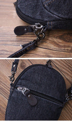 Blue Unique Denim Cap Mini Shoulder Bags Belt Pouch Denim Cap Phone Vintage Messenger Bag