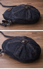Unique Denim Cap Mini Shoulder Bags Belt Pouch Denim Cap Vintage Phone Messenger Bag