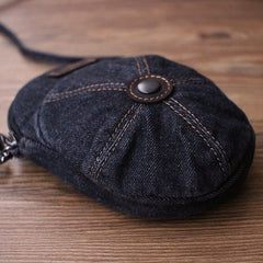 Blue Unique Denim Cap Mini Shoulder Bags Belt Pouch Denim Cap Phone Vintage Messenger Bag