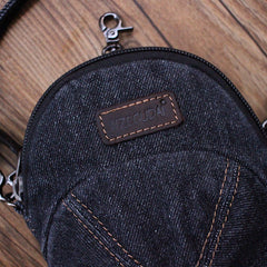 Black Unique Denim Cap Mini Shoulder Bags Belt Pouch Denim Cap Phone Vintage Messenger Bag