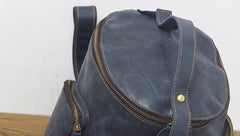 Blue Cool Mens Leather Hiking Backpack Travel Backpack Leather Backpack for Men - imessengerbags