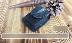 Mens Black Leather Classic Zippo Lighter Handmade Case Zippo Lighter Holder with Belt Loop - imessengerbags