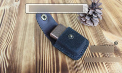 Mens Black Leather Classic Zippo Lighter Handmade Case Zippo Lighter Holder with Belt Loop - imessengerbags