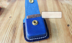 Handmade Blue Leather Mens Standard Zippo Lighter Case Zippo Lighter Holder with Belt Clip