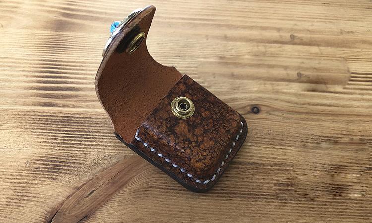 Handmade Mens Blue Leather Classic Zippo Lighter Case Belt Zippo Lighter Holder with Belt Loop - imessengerbags