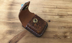 Handmade Mens Blue Leather Classic Zippo Lighter Case Belt Zippo Lighter Holder with Belt Loop - imessengerbags