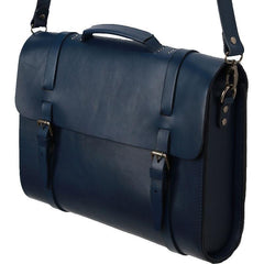 Blue Leather Mens Briefcase Messenger Bag Handbag Shoulder Bag for men